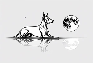 doberman is floating by the moon tattoo idea