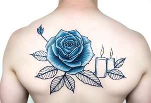 Blue, rose, water, candles tattoo idea