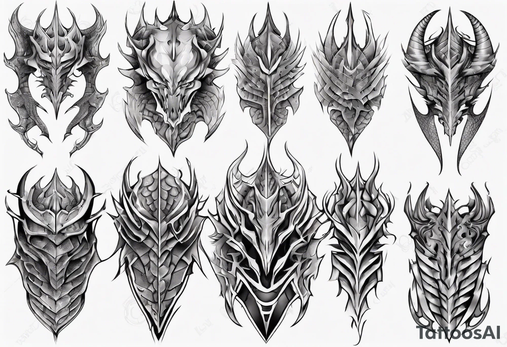 Dragon skin armor symmetrical tattoo idea