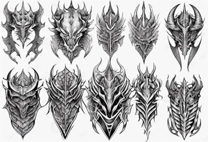 Dragon skin armor symmetrical tattoo idea