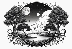 Tree holding the sun and the moon tattoo idea