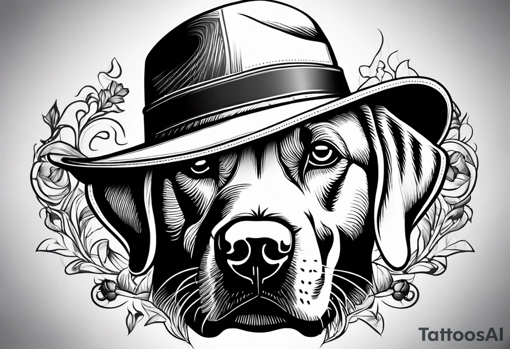 Labrador wearing a hat tattoo idea