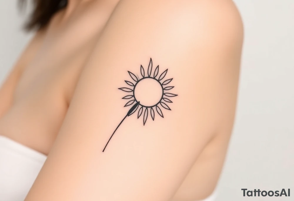 Mystical sun with long leaning stem like a sunflower tattoo idea