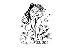 the date October 22, 2024. With the name ‘Lady’. salsa music and dancing elements. tattoo idea