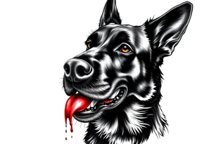 Belgian black sheepdog with a bloody mouth. tattoo idea