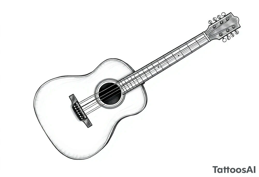 Line traditional American acoustic guitar tattoo idea