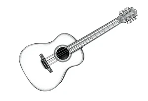 Line traditional American acoustic guitar tattoo idea