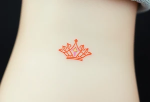 A crown with one perfect diamond in the center, shaded in soft pastel pink and light gold for a subtle, elegant touch tattoo idea