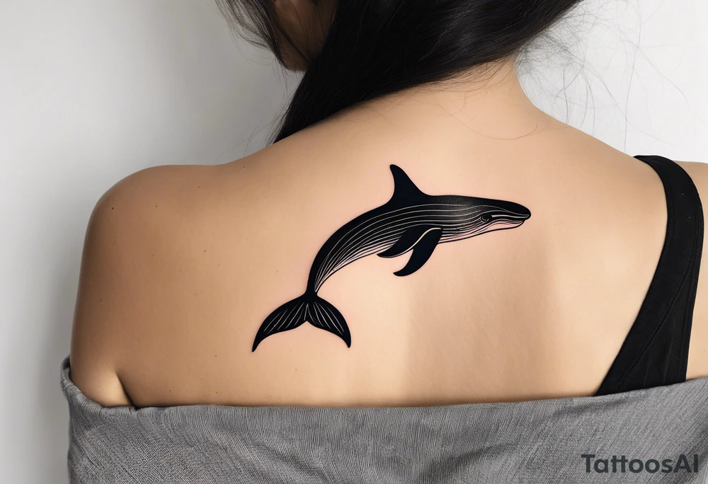 Dainty and delicate whale tail in sunset tattoo idea