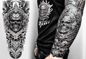 shin sleeve armor tattoo idea