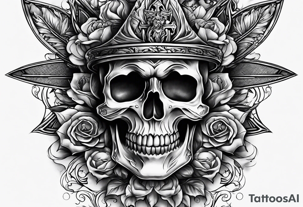 a cross crushing evil tattoo idea