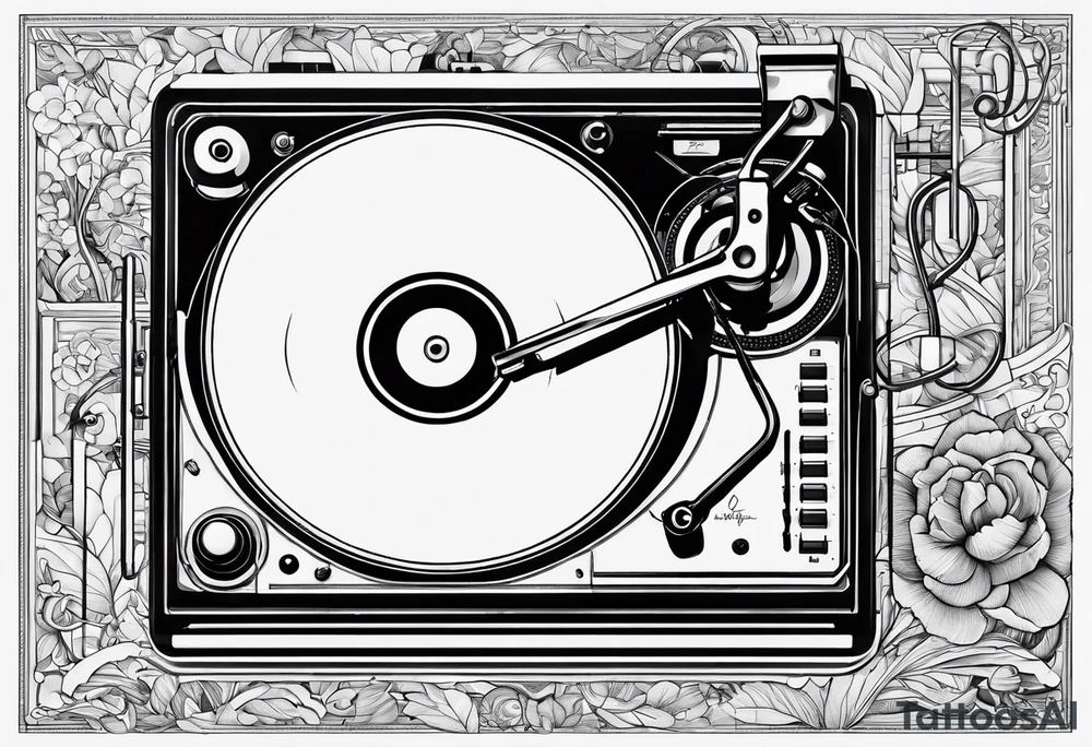 Recordplayer minimalistic fineline drawed in 2D tattoo idea Recordplayer minimalistic fineline drawed in 2D tattoo idea