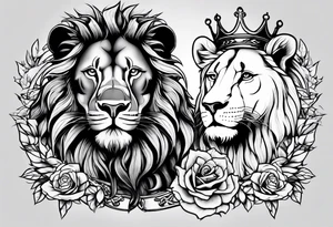 Lion and lamb tattoo with crown of thorns tattoo idea