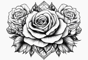 Tesseract with big roses and small stars tattoo idea