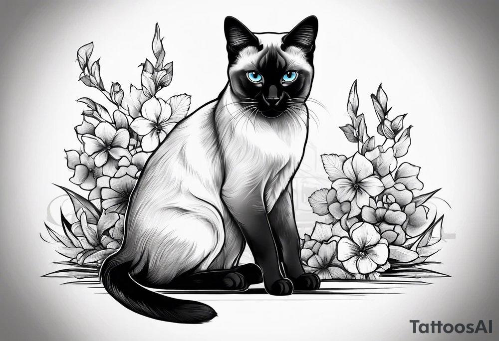 Siamese cat looking at a dog tattoo idea