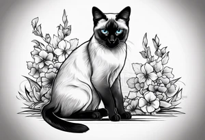 Siamese cat looking at a dog tattoo idea