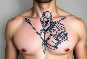 chest japan theme knight with arrow tattoo idea