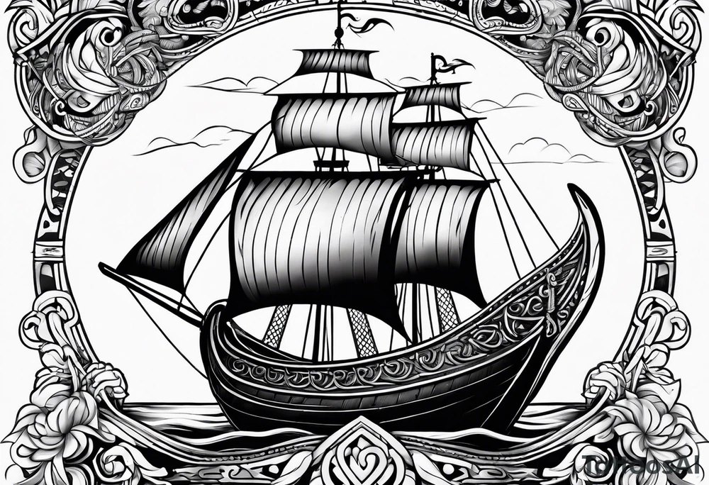 Viking ship tattoo idea