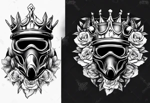 motorbike helmet with a crown on top tattoo idea