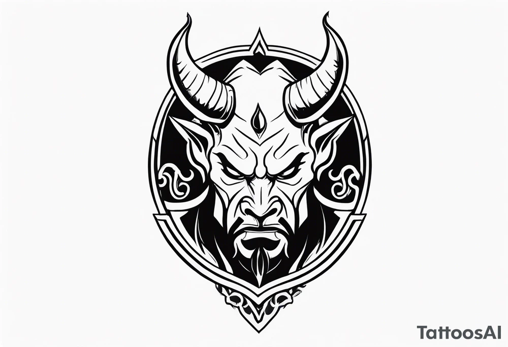 Devil with whiskey bottle tattoo idea