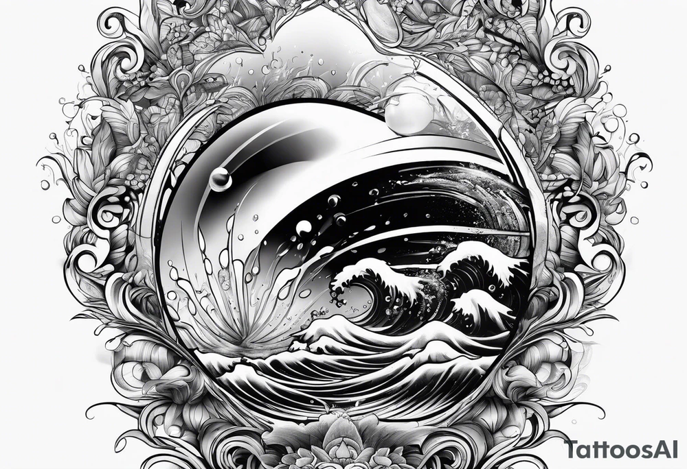 water drop falling into ocean tattoo idea