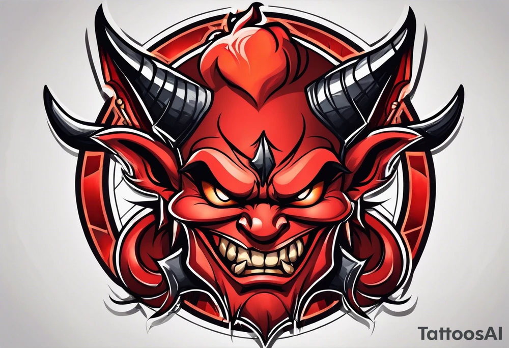 Simple devil cartoon character and girl devil tattoo idea