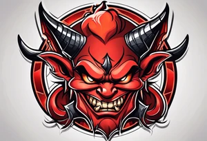 Simple devil cartoon character and girl devil tattoo idea