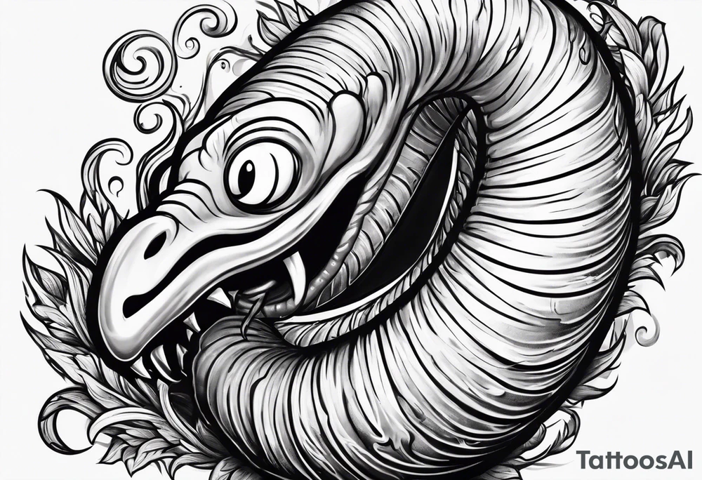 Earthworm with smile tattoo idea