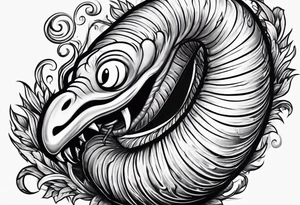 Earthworm with smile tattoo idea