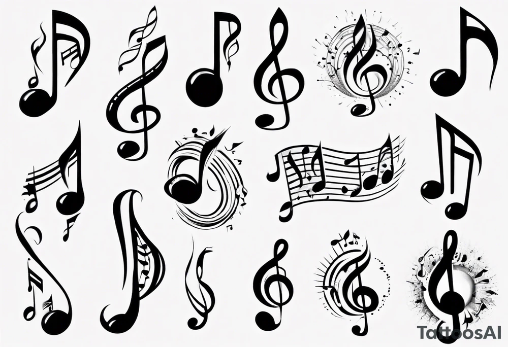 music note white color tattoo idea