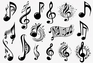 music note white color tattoo idea