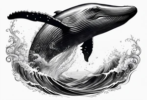 humpback whale on white background, black and white fit in picture tattoo idea