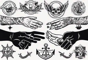 The hand shakes the other hand tattoo idea