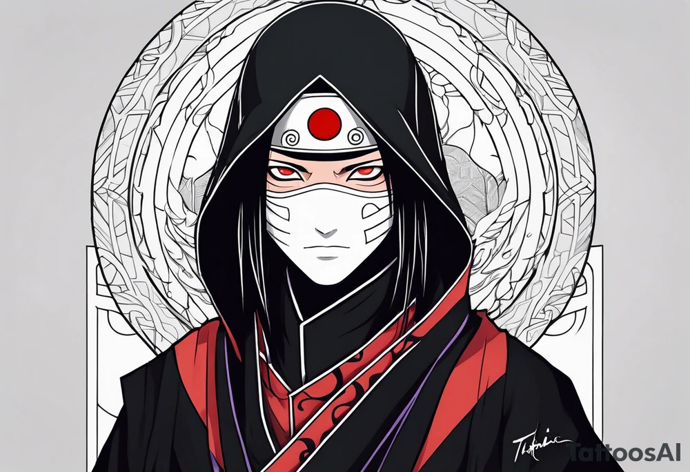 Itachi uchiha with ghost mask tattoo idea