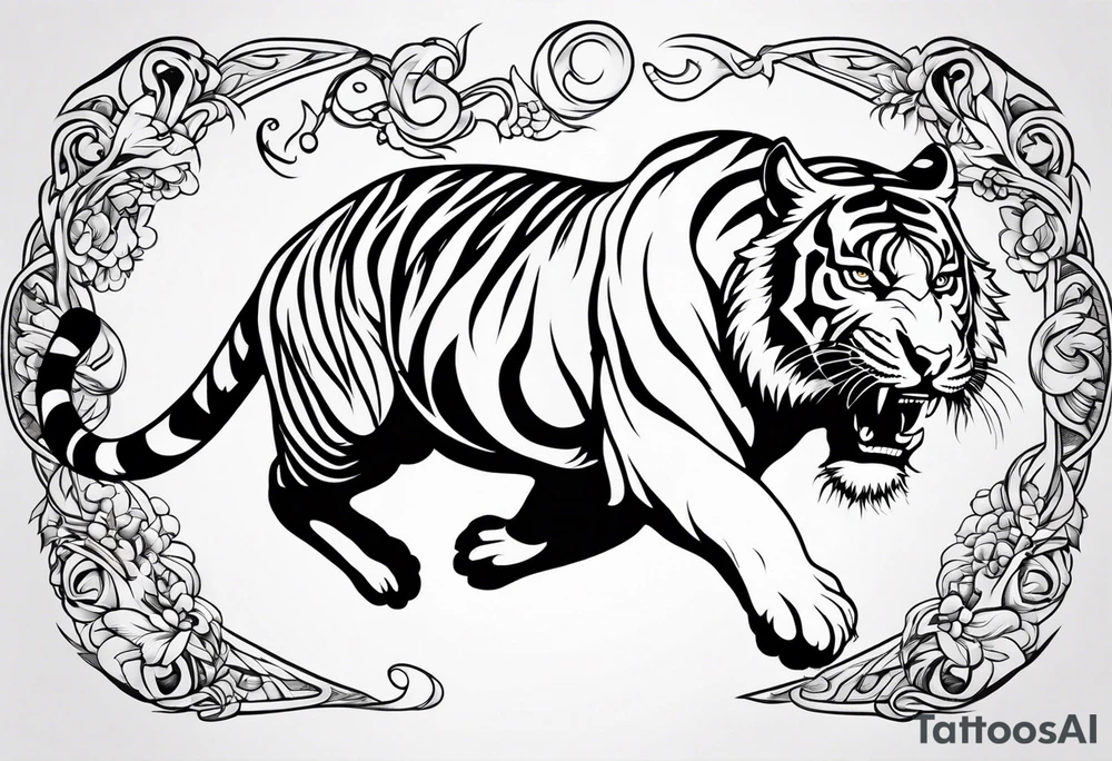 tiger leaping tattoo idea