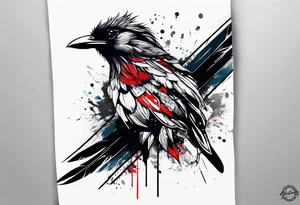 Feather turning into birds trash polka tattoo idea