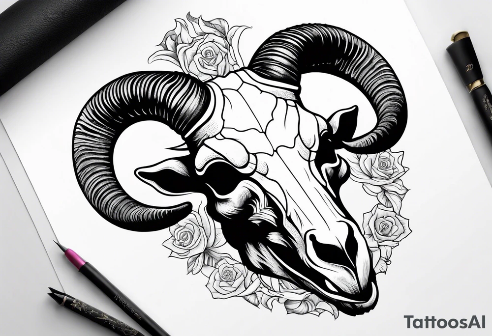 Capricorn goat skull. tattoo idea