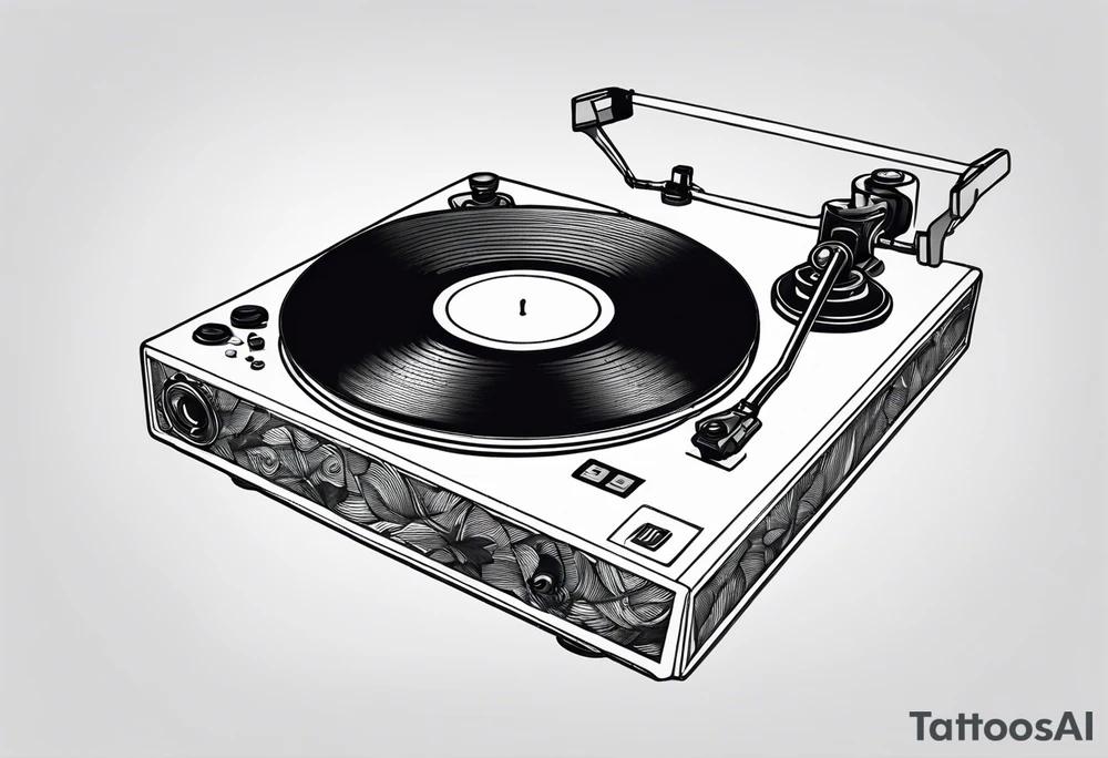 Recordplayer minimalistic in 2D tattoo idea