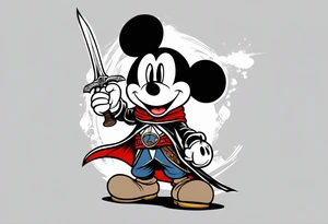 mickey mouse as assassins creed with blade tattoo idea