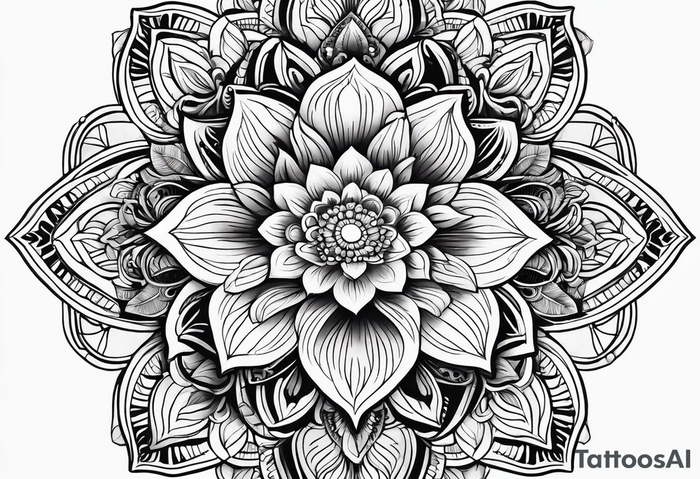 flowers, leaves mandala tattoo idea