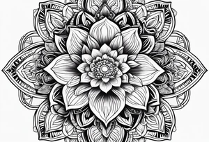 flowers, leaves mandala tattoo idea