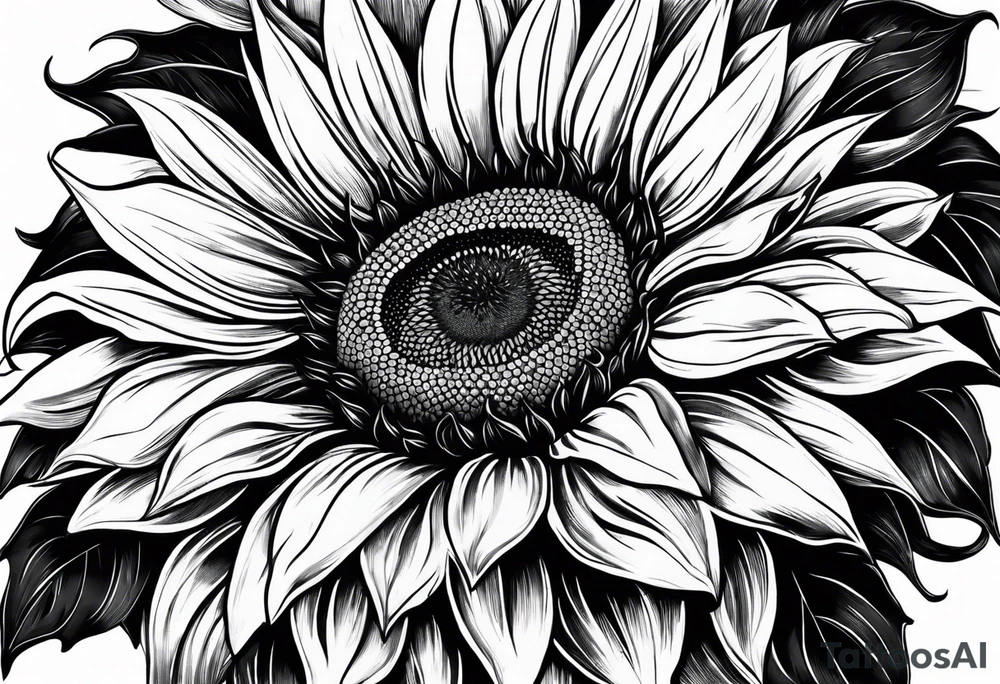 sunflower with a dara knot center tattoo idea