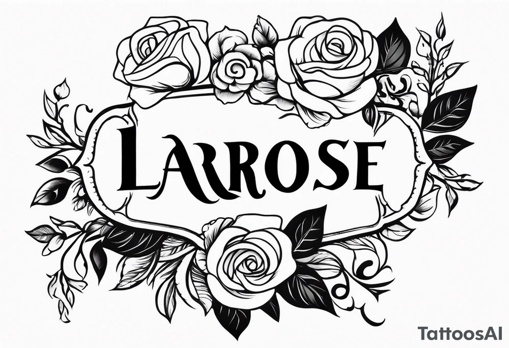 The word "LaRose" in beautiful lettering across my upper back sorrounded with roses tattoo idea