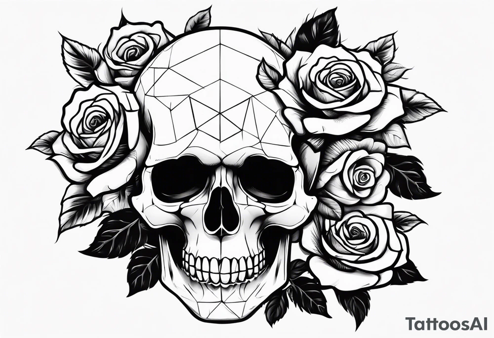 skull and roses tattoo idea