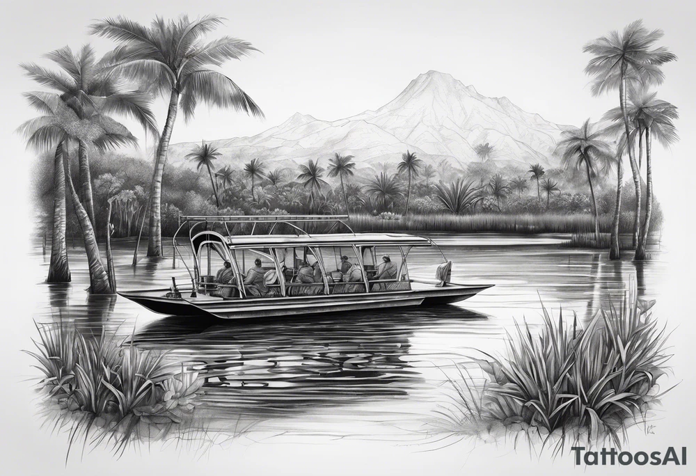 Arm sleeve airboat driving through the Everglades tattoo idea