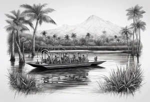 Arm sleeve airboat driving through the Everglades tattoo idea