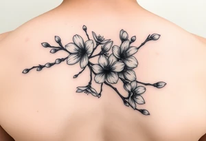 Cherry blossom branchwith rund petals tattoo idea