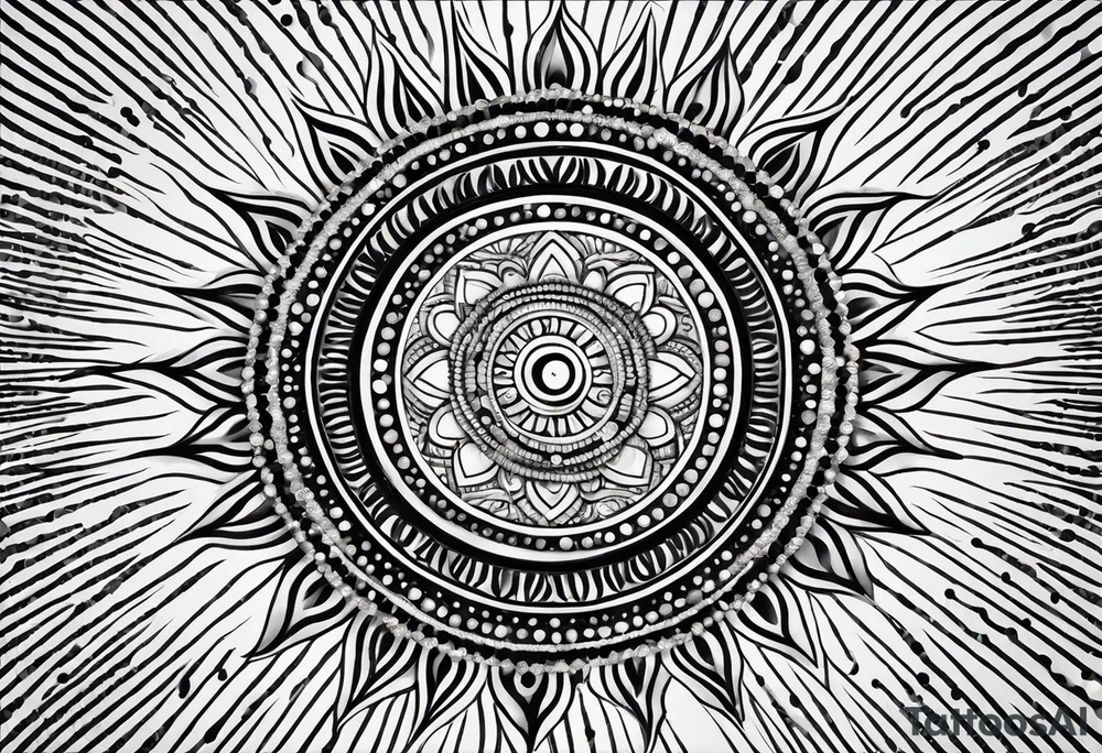 simple sun made of black dots and circles tattoo idea