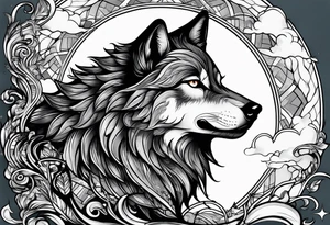Wolf howling at moon tattoo idea