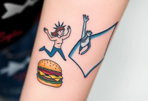 Scooba diver, diving with manta ray belly to belly, huge big mac burger, statue of liberty, in los santos, tattoo idea